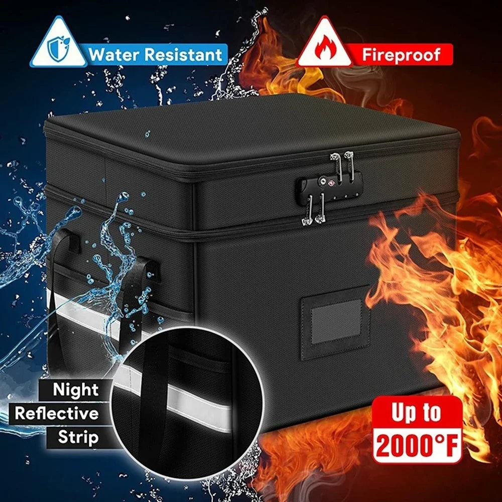 Kinbox – feuerfest und wasserdicht, mit reflektierendem Streifen und stabilen Tragegriffen
