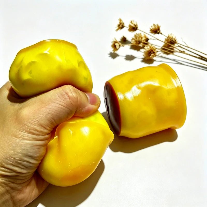 Handmade Crispy Pudding Shape Crackle Squeeze Toy Crunchy Filler Inside Squishy Ball Anti-anxiety Stress Relief Fidget Toy Adult